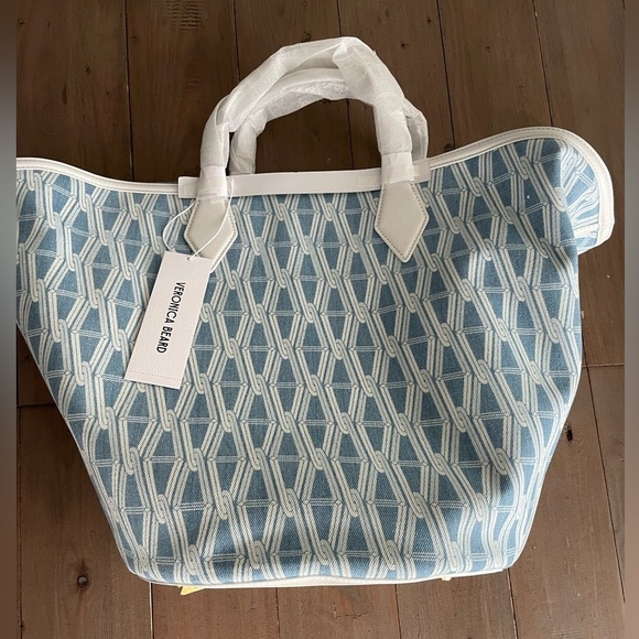 Veronica Beard large v link tote bag in indigo multi NWT - Picture 3 of 7